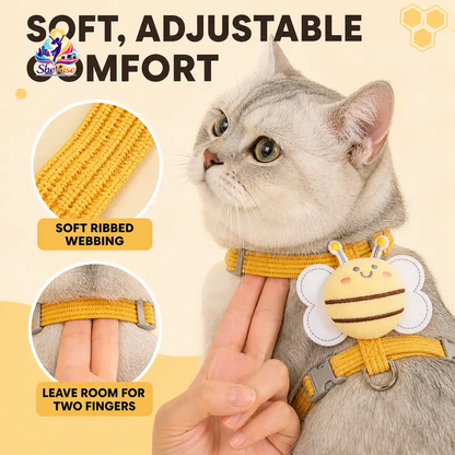 Transform Your Pet's Style with Our Adorable Cat Bee Costume Harness & Leash Set - Perfect for Safe Walks with Small to Medium Cats & Rabbits!