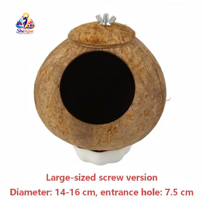 Transform your birdie's space with our Natural Coconut Shell Hanging Birdhouse! 🌴🐦 Featuring a cozy perch and a fun 4-step wooden ladder, it's the perfect retreat for your small birds like Conures and Parrots. 🥰🌼 #BirdHouse #PetLovers