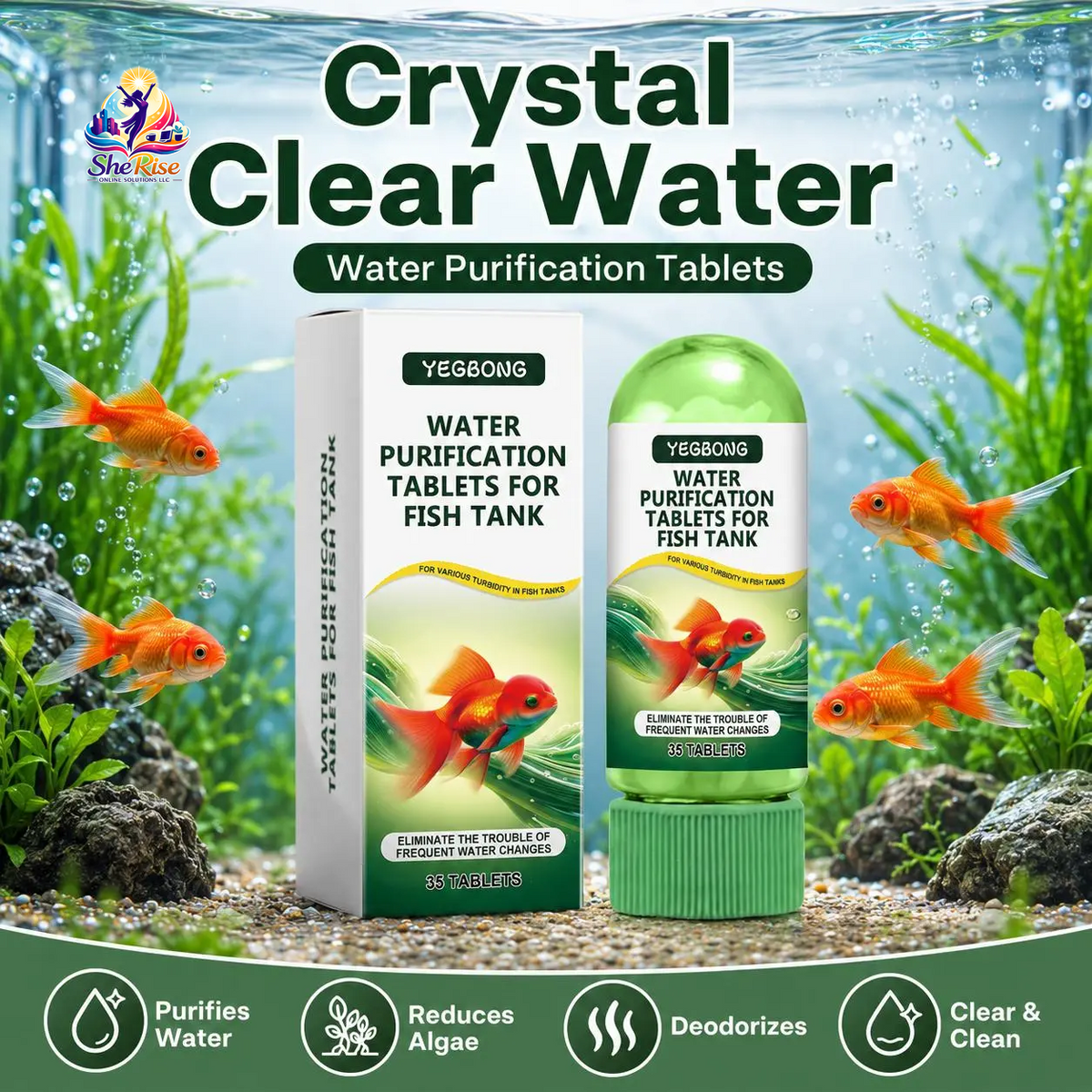 Transform Your Aquarium with 35 Powerful Water Purification Tablets for Crystal-Clear Waters – Banish Algae, Sludge, and Odors!