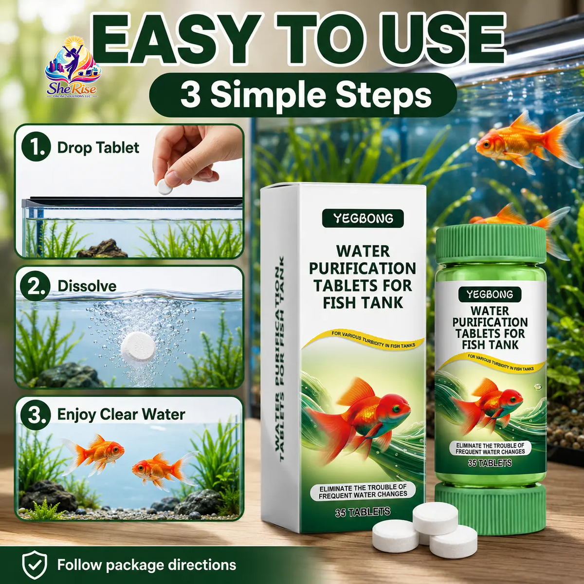 Transform Your Aquarium with 35 Powerful Water Purification Tablets for Crystal-Clear Waters – Banish Algae, Sludge, and Odors!