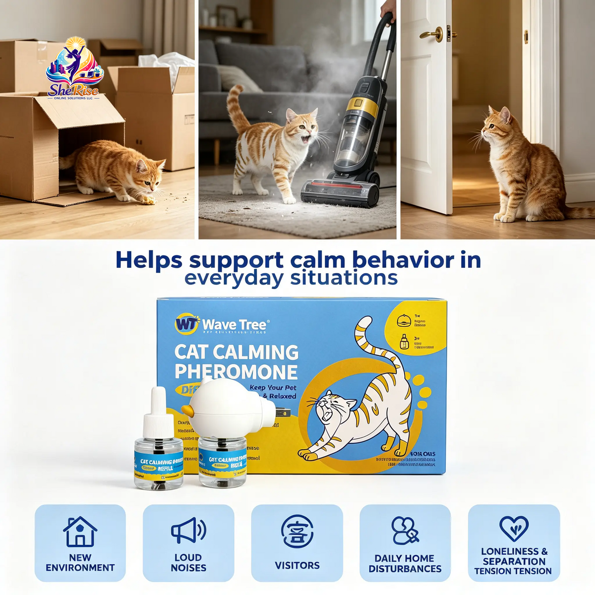Create a Calm Haven for Your Cats with the Cat Calming Pheromone Diffuser Starter Kit & Refill - Perfect for Stress Relief During Moves & Travel!