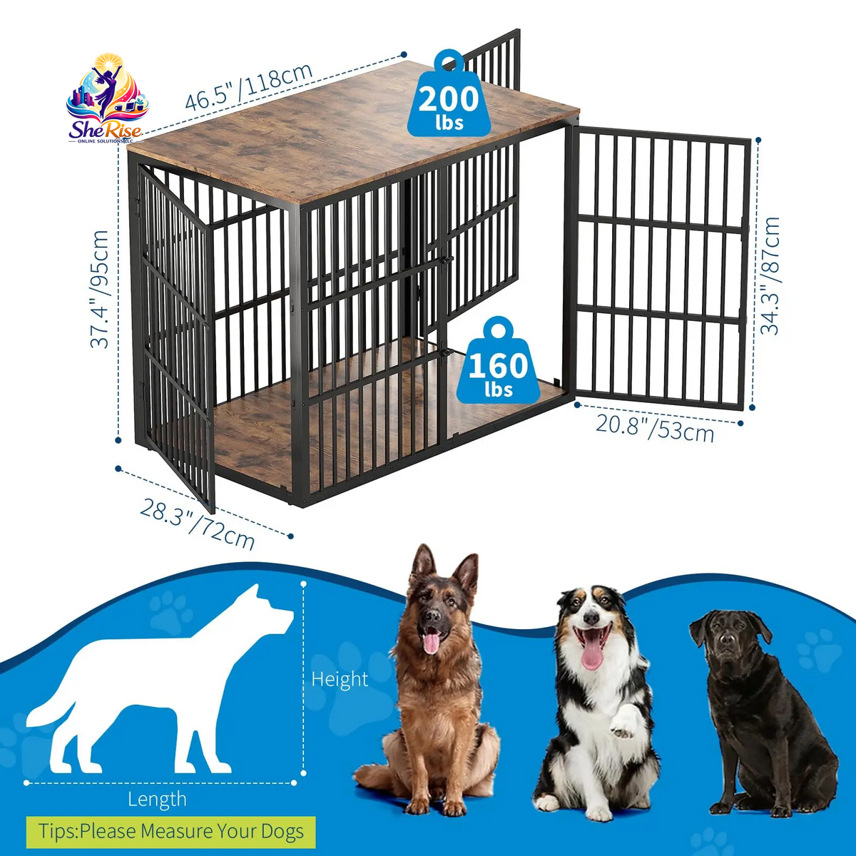 Transform Your Pet's Space with Our Chic 3-in-1 XXL Dog Crate Furniture – Stylish, Functional, and Perfect for Medium to Large Breeds!