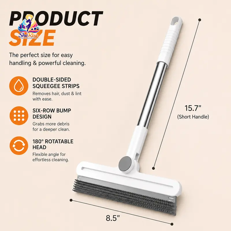 Transform Your Cleaning Routine with Our 180° Rotating Pet Hair Remover Rake – The Ultimate Solution for Fur-Free Homes!