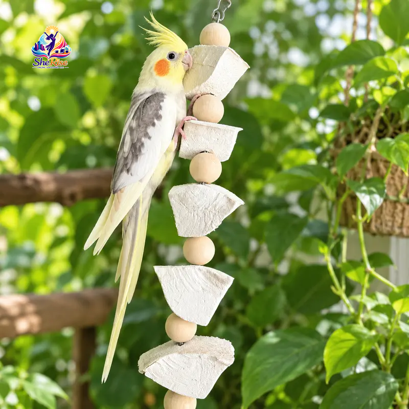 Delight Your Budgie with Our Hangable Natural Cuttlebone Chew Toy - Perfect for Beak Health and Calcium Boost!