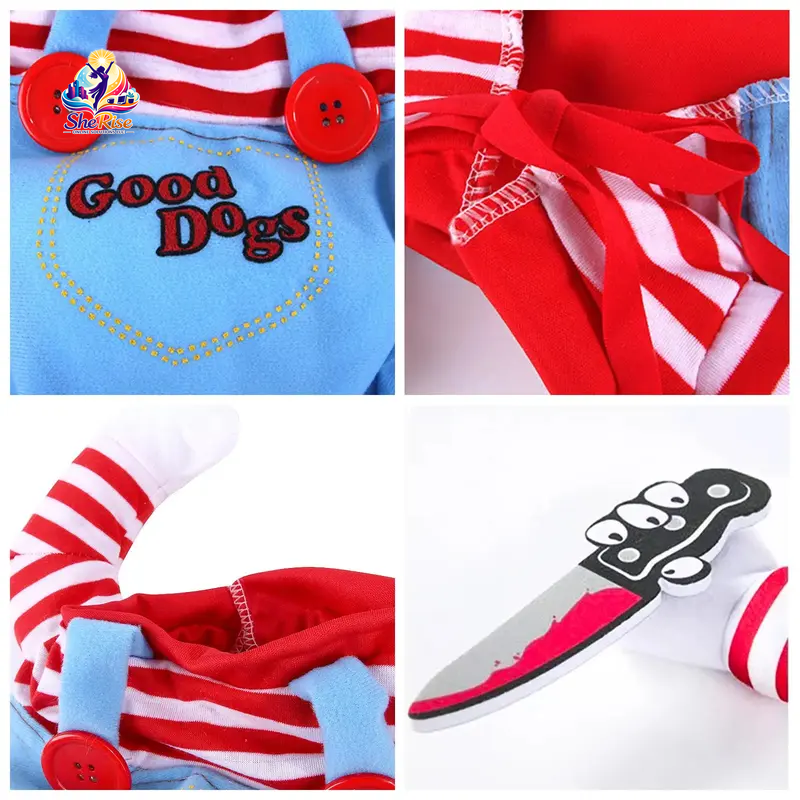 Get Your Furry Friend Ready for Halloween with Our Fun Chucky Costume for Dogs & Cats of All Sizes! 🎃🐾