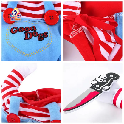 Get Your Furry Friend Ready for Halloween with Our Fun Chucky Costume for Dogs & Cats of All Sizes! 🎃🐾