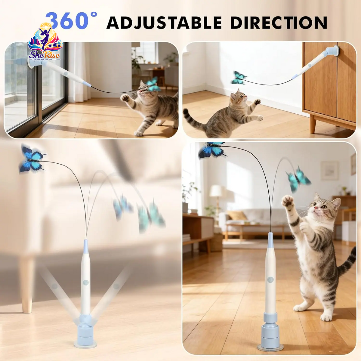 Unleash Your Cat's Playful Spirit with the Rotating Butterfly Interactive Toy - USB Rechargeable Fun for All Ages!