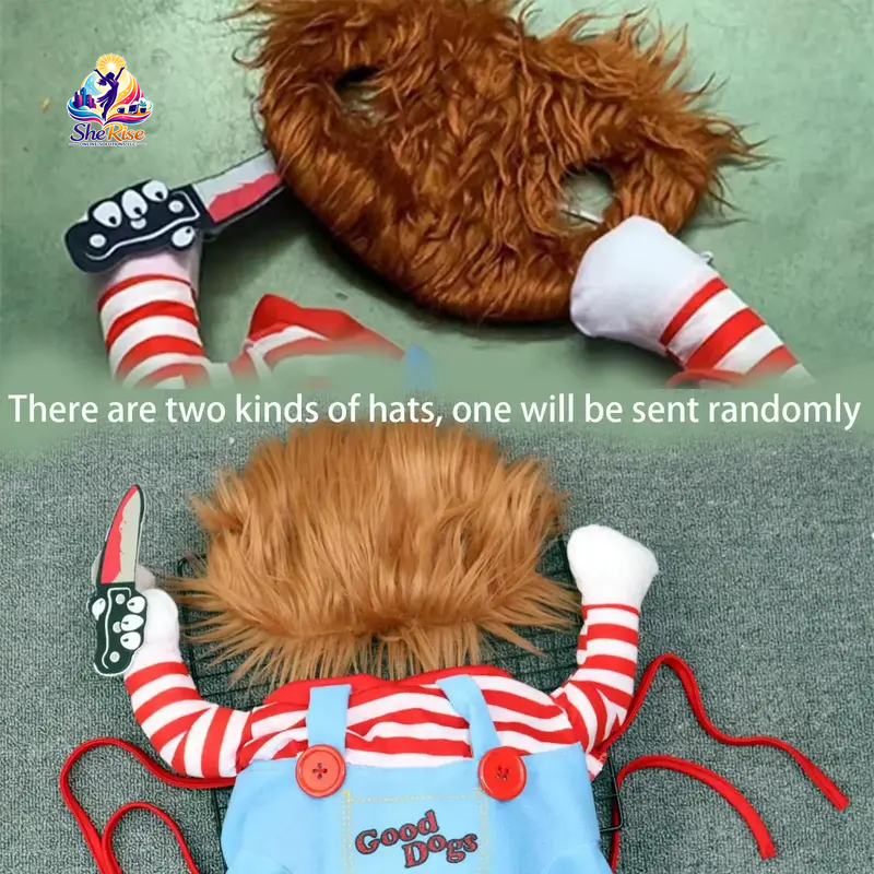 Get Your Furry Friend Ready for Halloween with Our Fun Chucky Costume for Dogs & Cats of All Sizes! 🎃🐾