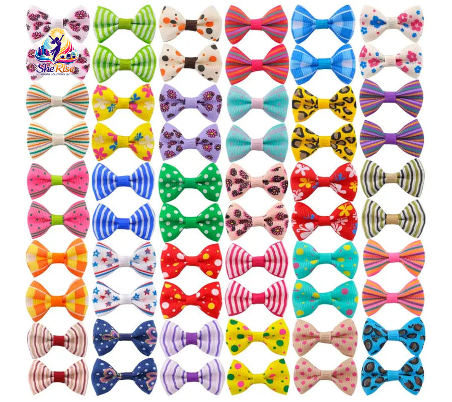 Adorable Small Dog Hair Bows with Clips - 60 Vibrant Pieces (30 Stylish Pairs) for Fashion-Forward Pups! 🐶💖 The Ultimate Grooming Accessory!
