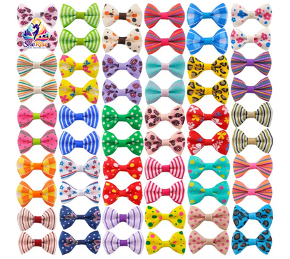 Adorable Small Dog Hair Bows with Clips - 60 Vibrant Pieces (30 Stylish Pairs) for Fashion-Forward Pups! 🐶💖 The Ultimate Grooming Accessory!