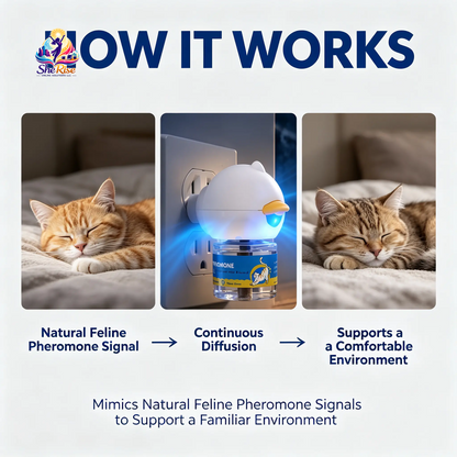 Create a Calm Haven for Your Cats with the Cat Calming Pheromone Diffuser Starter Kit & Refill - Perfect for Stress Relief During Moves & Travel!