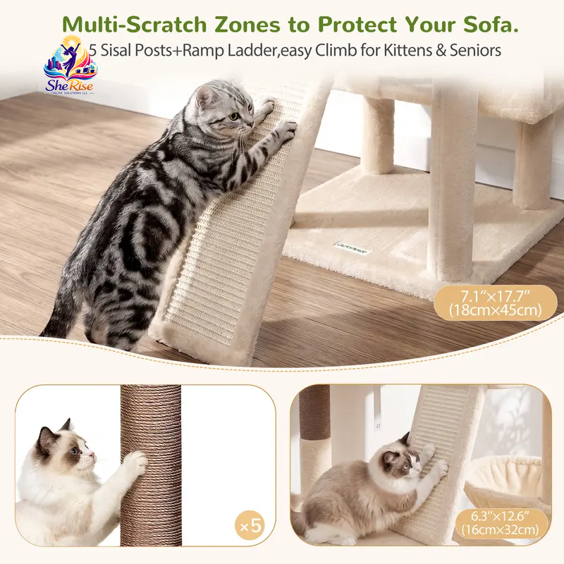 Purr-fect Playground for Your Cats! 🐾 75-Inch Tall Cat Tower with Scratching Posts, Hammocks & More! Ideal for Multiple Felines! 🌟🐱