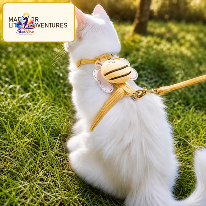 Transform Your Pet's Style with Our Adorable Cat Bee Costume Harness & Leash Set - Perfect for Safe Walks with Small to Medium Cats & Rabbits!
