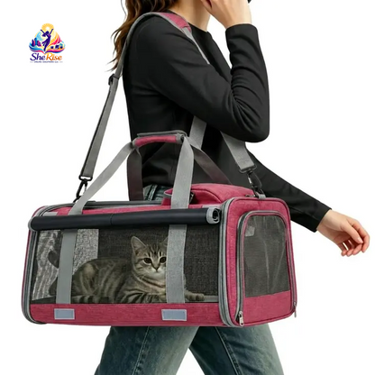 Travel in Style with Our Airline-Approved Pet Handbag - The Ultimate Scratch-Resistant Carrier for Cats & Small Dogs! 🐾✈️ Perfect for Stress-Free Road Trips!