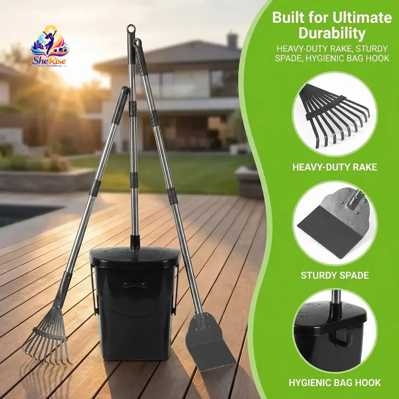 Effortlessly Keep Your Yard Clean with Our Heavy Duty Stainless Steel Pooper Scooper Set - Perfect for Large & Medium Dogs!