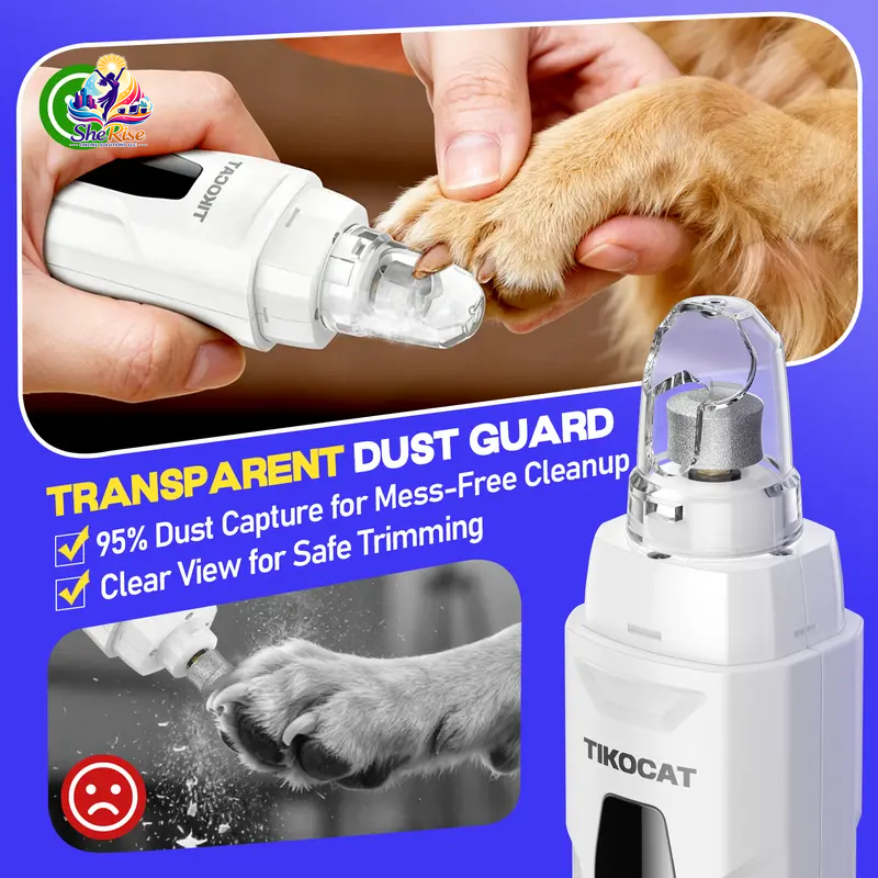 Say goodbye to stressful nail trims! 🐾✨ Meet the TIKOCAT Rechargeable Nail Grinder - your pet’s new favorite grooming tool! Ultra-quiet, 6-speed settings, and a smart LED display for a pain-free experience. Charge it fast with Type-C, enjoy 12 hours of runtime, and watch the magic happen with 4 LED lights! 🐶💖 #PetGrooming #TIKOCAT #HappyPaws