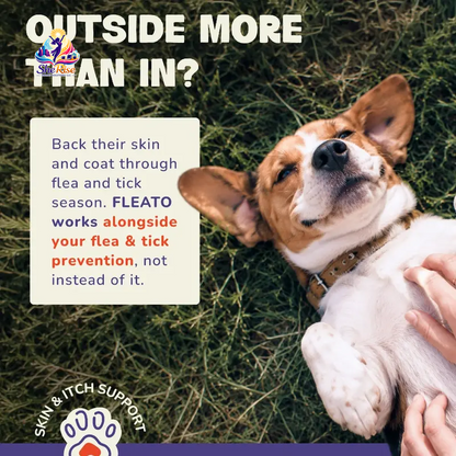 Transform Your Pup's Flea Season: Say Goodbye to Itchy Skin with Our Delicious Hickory Bacon Food Topper! 60 Servings of Flea-Bite Relief in Every Bottle!