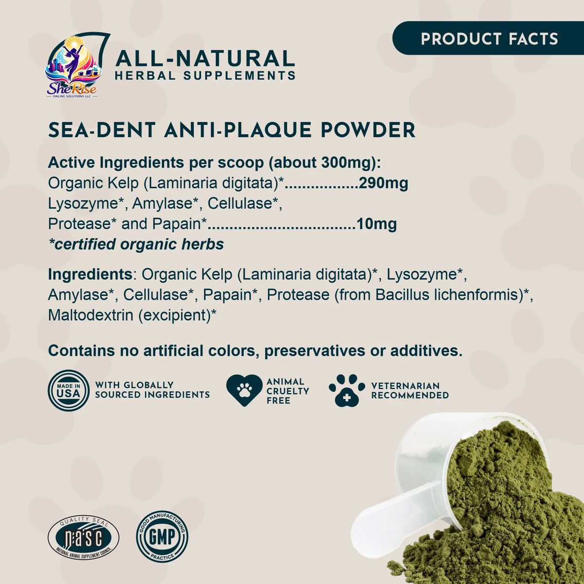 Say Goodbye to Plaque and Hello to Healthy Smiles! 🌟 Sea-Dent's Organic Dental Powder for Dogs & Cats with Natural Kelp & Enzymes for Optimal Oral Care 🦷❤️