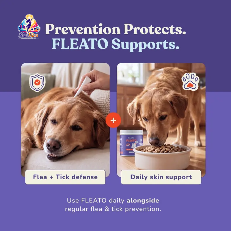Transform Your Pup's Flea Season: Say Goodbye to Itchy Skin with Our Delicious Hickory Bacon Food Topper! 60 Servings of Flea-Bite Relief in Every Bottle!