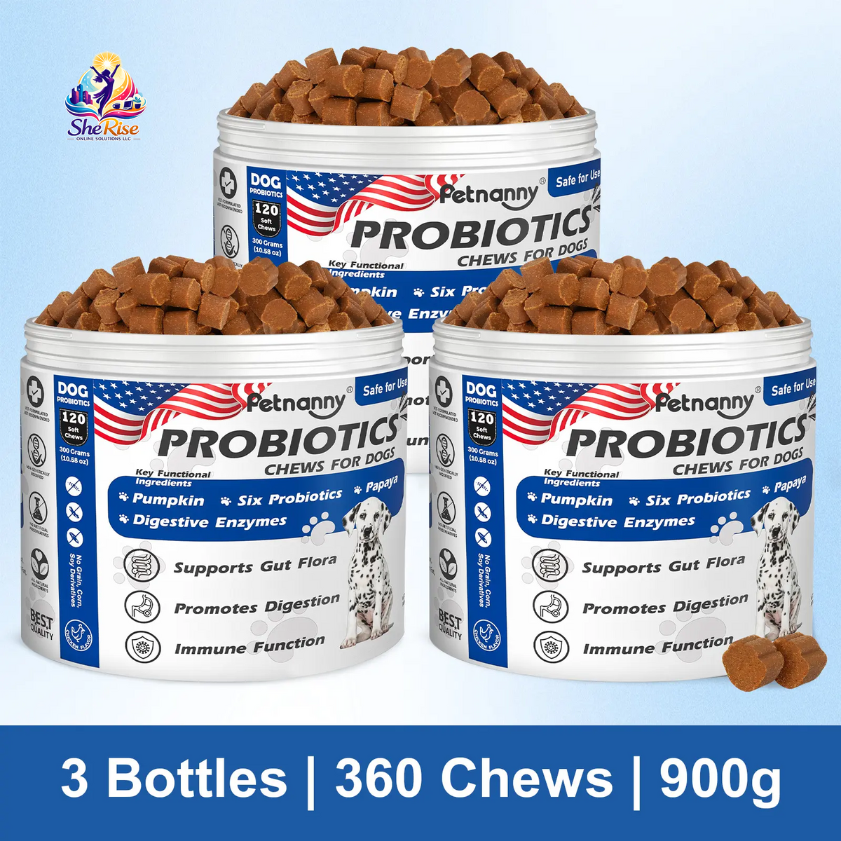 Boost Your Dog's Gut Health with Petnanny Probiotics! 🐾🍗 120 Tasty Soft Chews for Happy Tummies & Strong Immunity!💪 #PetNanny #DogHealth