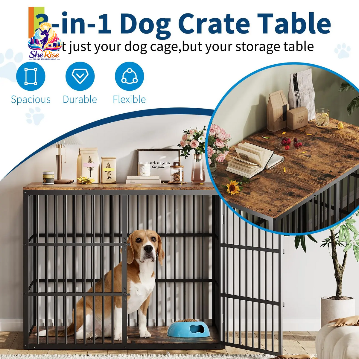 Transform Your Pet's Space with Our Chic 3-in-1 XXL Dog Crate Furniture – Stylish, Functional, and Perfect for Medium to Large Breeds!