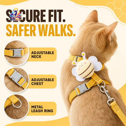 Transform Your Pet's Style with Our Adorable Cat Bee Costume Harness & Leash Set - Perfect for Safe Walks with Small to Medium Cats & Rabbits!