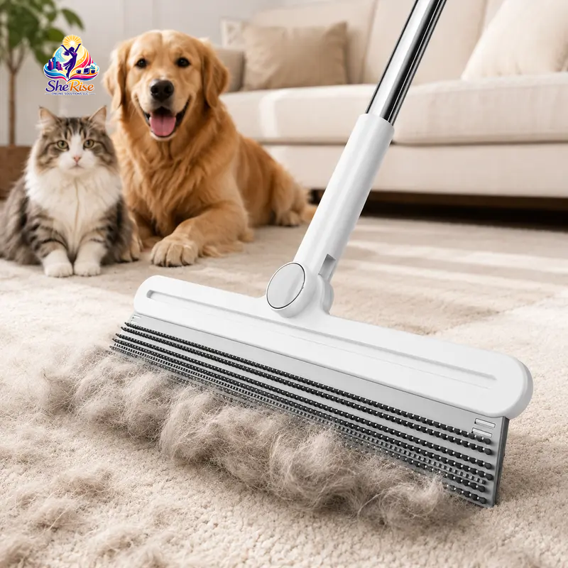 Transform Your Cleaning Routine with Our 180° Rotating Pet Hair Remover Rake – The Ultimate Solution for Fur-Free Homes!