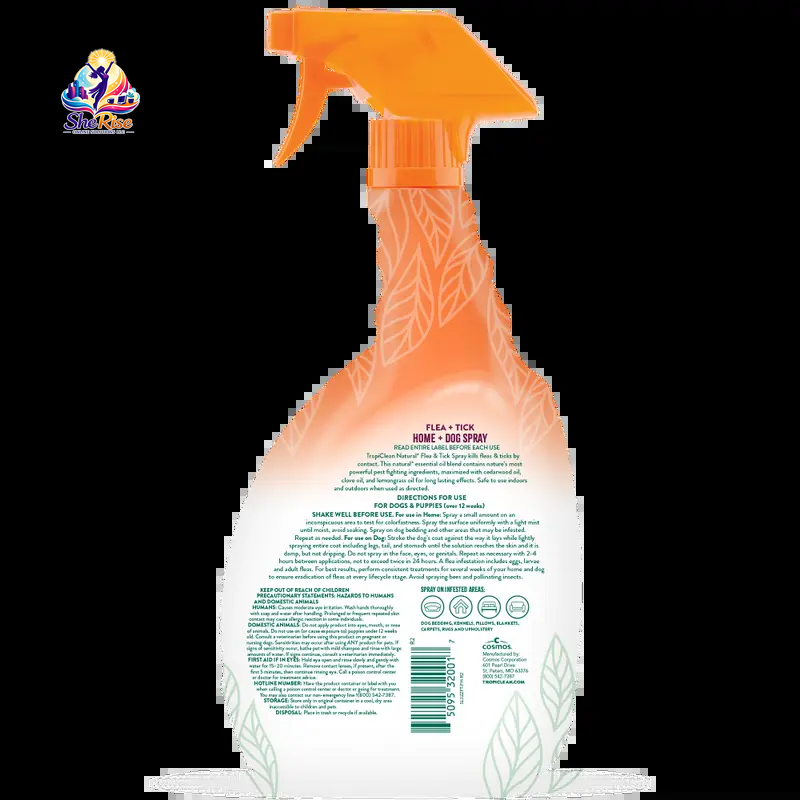 Say Goodbye to Fleas and Ticks with TropiClean's Natural Flea + Tick Home & Dog Spray - 32oz of Safe, Effective Protection for Your Pets!