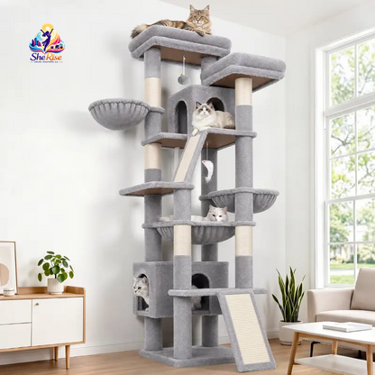 Purr-fect Playground for Your Cats! 🐾 75-Inch Tall Cat Tower with Scratching Posts, Hammocks & More! Ideal for Multiple Felines! 🌟🐱